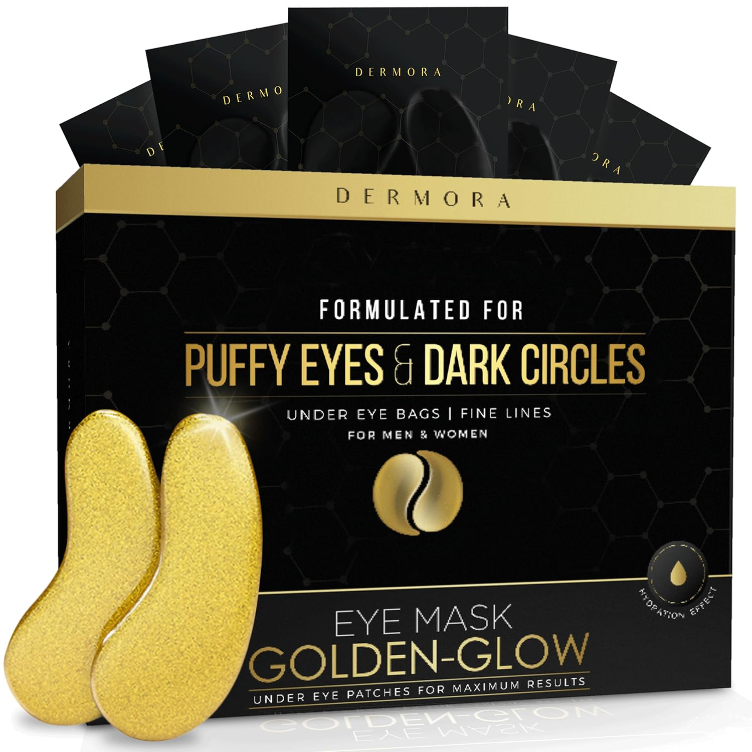 DERMORA Golden Glow Under Eye Patches (15 Pairs Eye Gels) - Rejuvenating Treatment for Dark Circl... | Amazon (US)