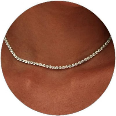 Luxval 14K Gold Plated Tennis Necklace, 3mm Rhinestone Butterfly Choker with Zirconia, Dainty Faux Diamond Chain for Women | Target