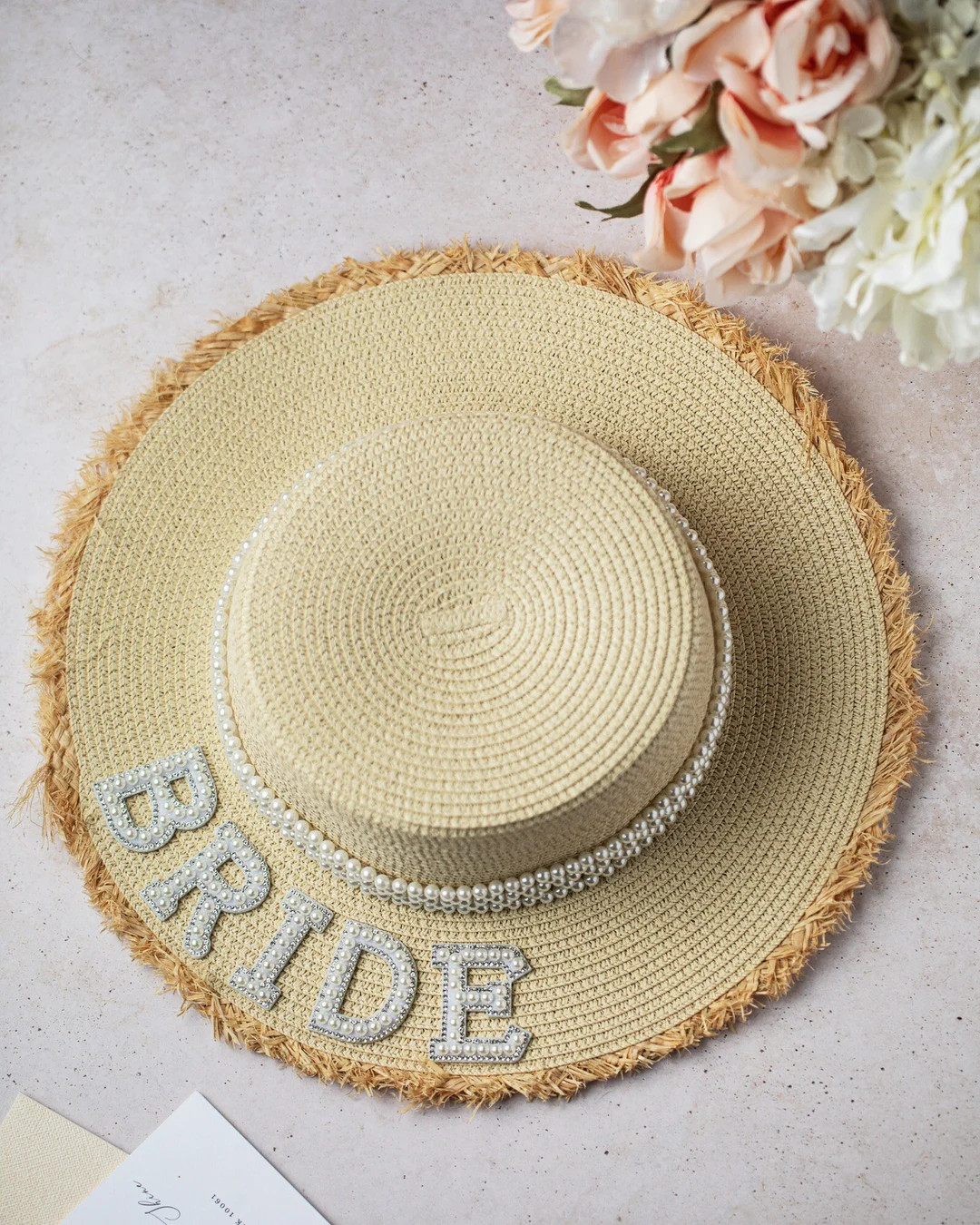 Pearl Straw Sun Hat Vacation Bachelorette Party Hats Bridesmaid Beach Hat Tropical Bachelorette P... | Etsy (US)