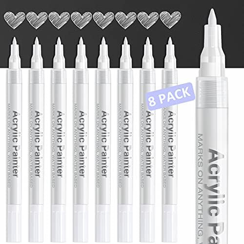 Amazon.com: White Paint Pen Acrylic Marker: 8 Pack 0.7mm White Paint Marker for Metal, Art, Wood,... | Amazon (US)