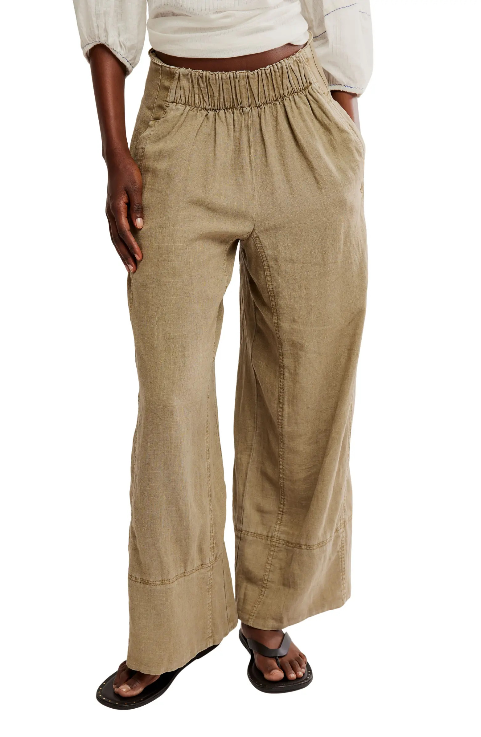 Days End Pull-On Linen Blend Wide Leg Pants | Nordstrom
