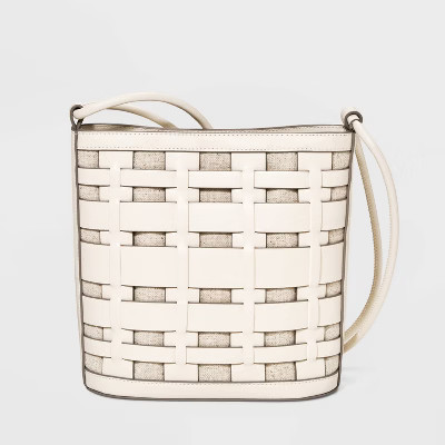 Basket Weave Woven Bucket Bag - A New Day™ White | Target
