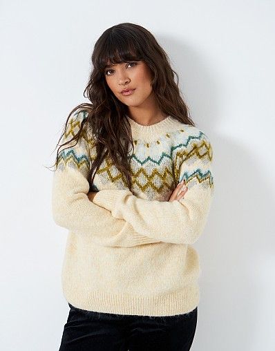 Women's Fairisle Yoke Crew Neck Christmas Jumperfrom Crew Clothing Company | Crew Clothing (UK)