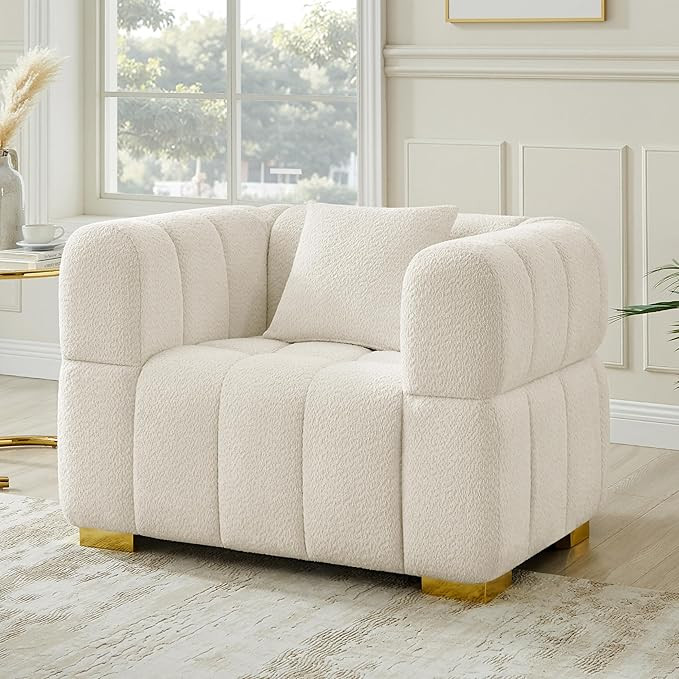 VANOMi 44.09”Oversized Accent Chair, Boucle Armchair with Deep Seat, Comfy Reading Chair for Li... | Amazon (US)