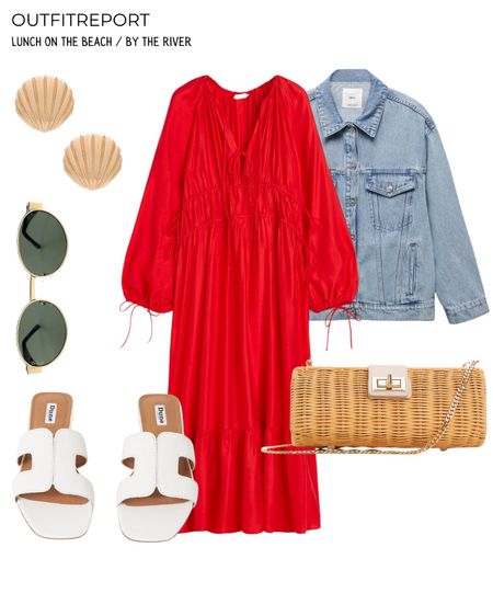 Colourful spring outfits denim jacket sandals red maxi dress sunglasses 

#LTKstyletip #LTKitbag #LTKshoecrush