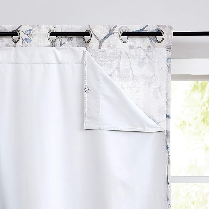Central Park White Full Blackout Window Curtain Liner Panels Rod Pocket Bedroom Drape with 10 Hoo... | Amazon (US)