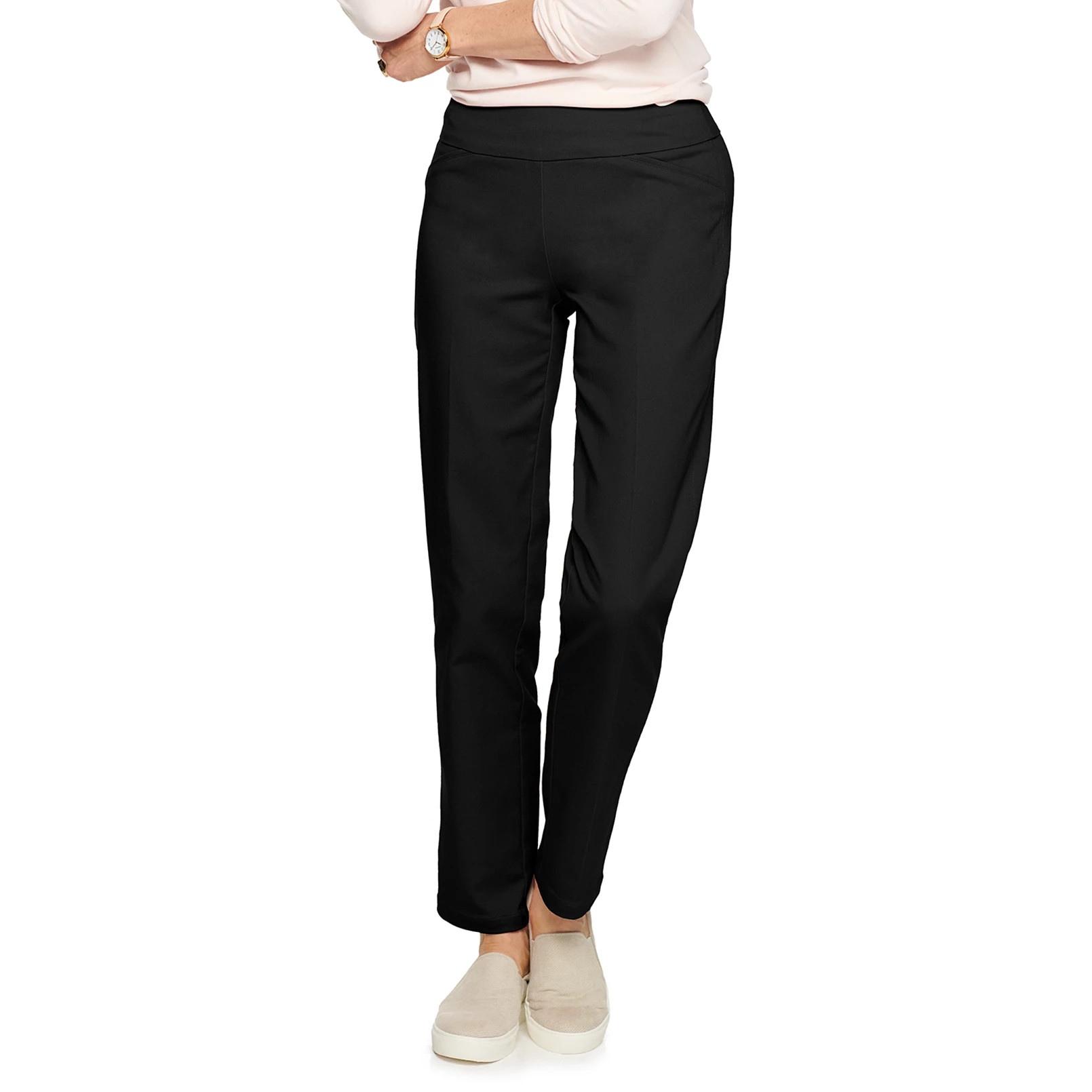 Petite Women's Croft & Barrow® 4-Pocket Effortless Stretch Pull-On Straight-Leg Pants | Kohl's