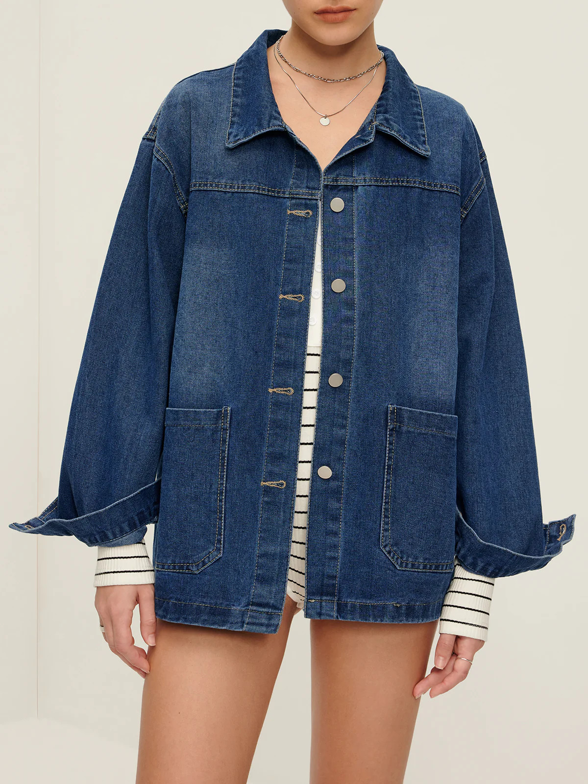 Casual Breasted Lapel Denim Jacket | Commense