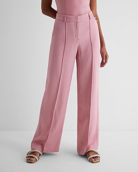 Editor High Waisted Linen-Blend Pintuck Trouser Pant | Express