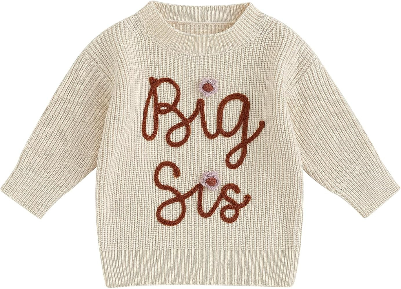 Big Sister Little Sister Matching Outfits Toddler Baby Girl Chunky Knit Sweater Warm Sweatshirt K... | Amazon (US)