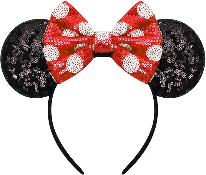 ODOCARE Handmade Mouse Ears Headband for Women and Ladies, Polka Dot Bow Minnie Ears Costume Accessories | Amazon (US)