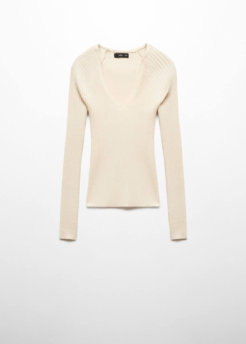 V-neck ribbed knit sweater -  Women | Mango United Kingdom | MANGO (UK)
