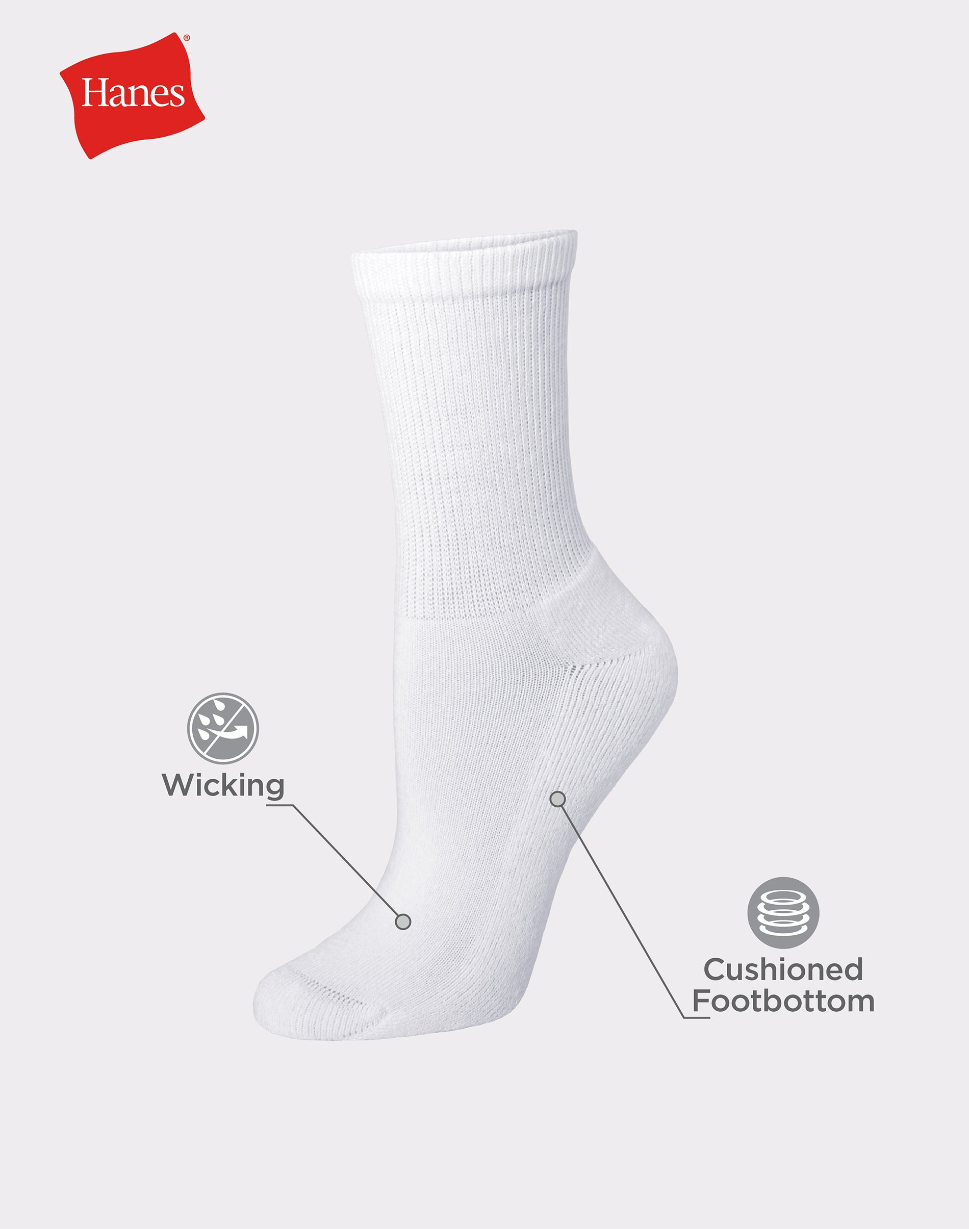 Hanes Crew Socks 6-Pack Women's Ultimate ComfortSoft Comfort Toe Black or White - Walmart.com | Walmart (US)