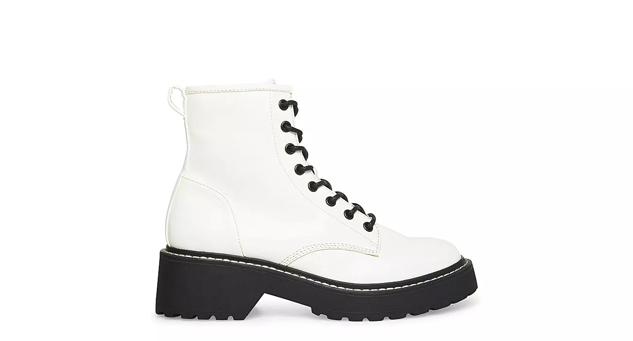 Madden Girl Womens Carra Combat Boot - White | Rack Room Shoes