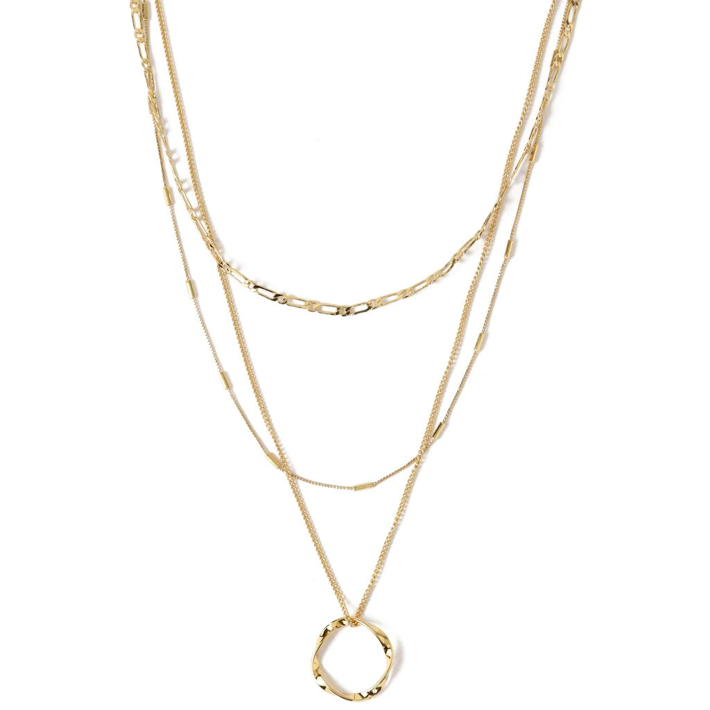 Open Circle Three Row Necklace - Gold | Orelia