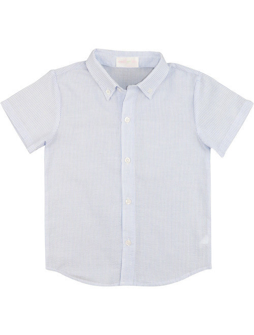 Blue Seersucker Button Down Shirt - Shipping Late June | Cecil and Lou