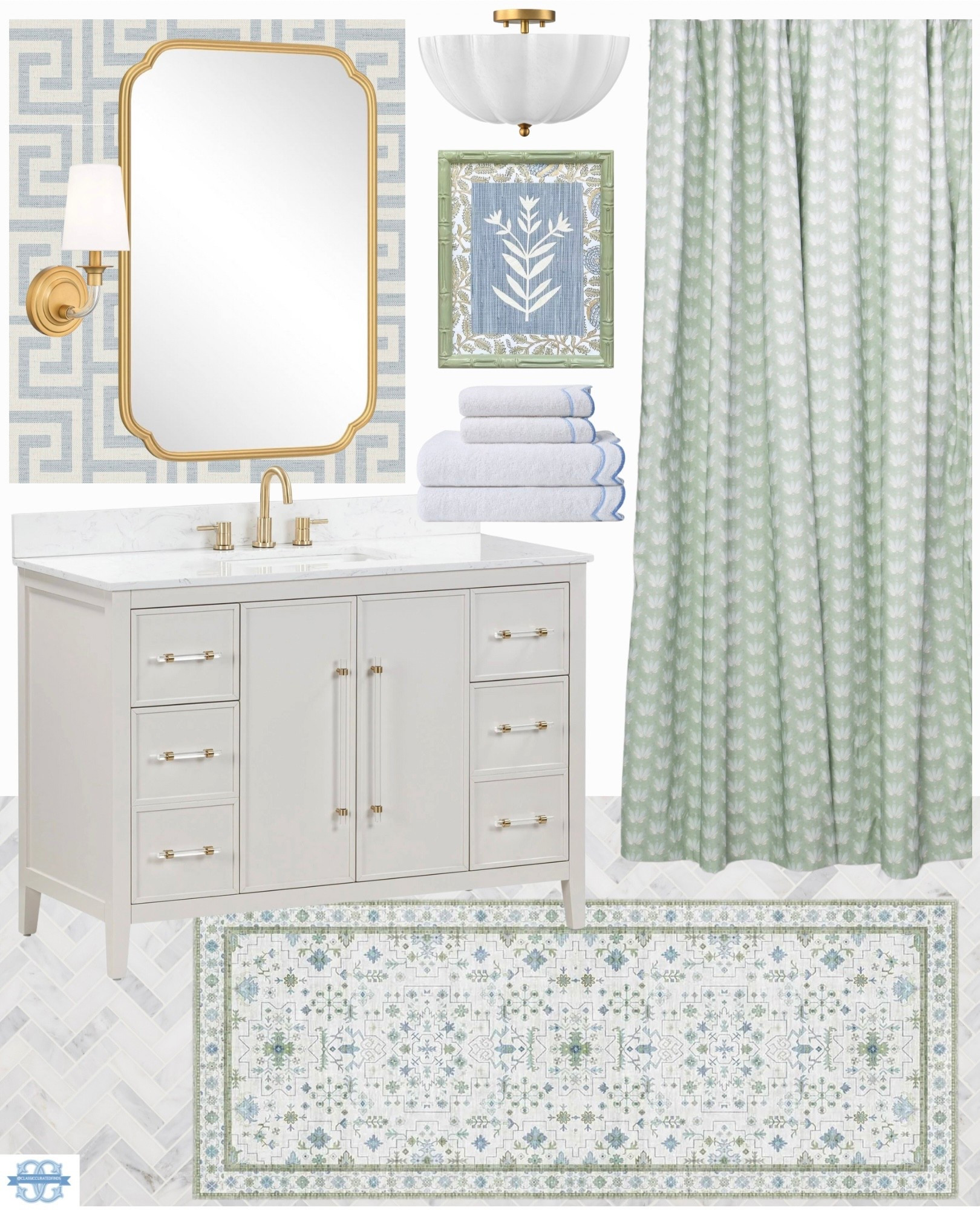 Blue and green bathroom inspo!💚🩵🛁

Home Decor, Grandmillennial, Bathroom Decor, Powder Room, Vanity, Wallpaper, Oushak Rug, Mirror

#LTKHome