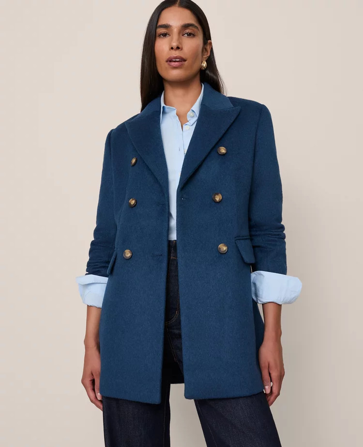 Fitted Long Double Breasted Coat | Ann Taylor