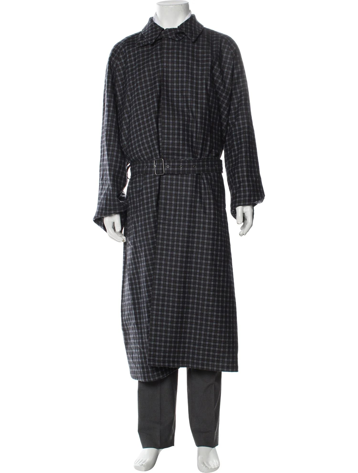 Virgin Wool Plaid Print Trench Coat | The RealReal