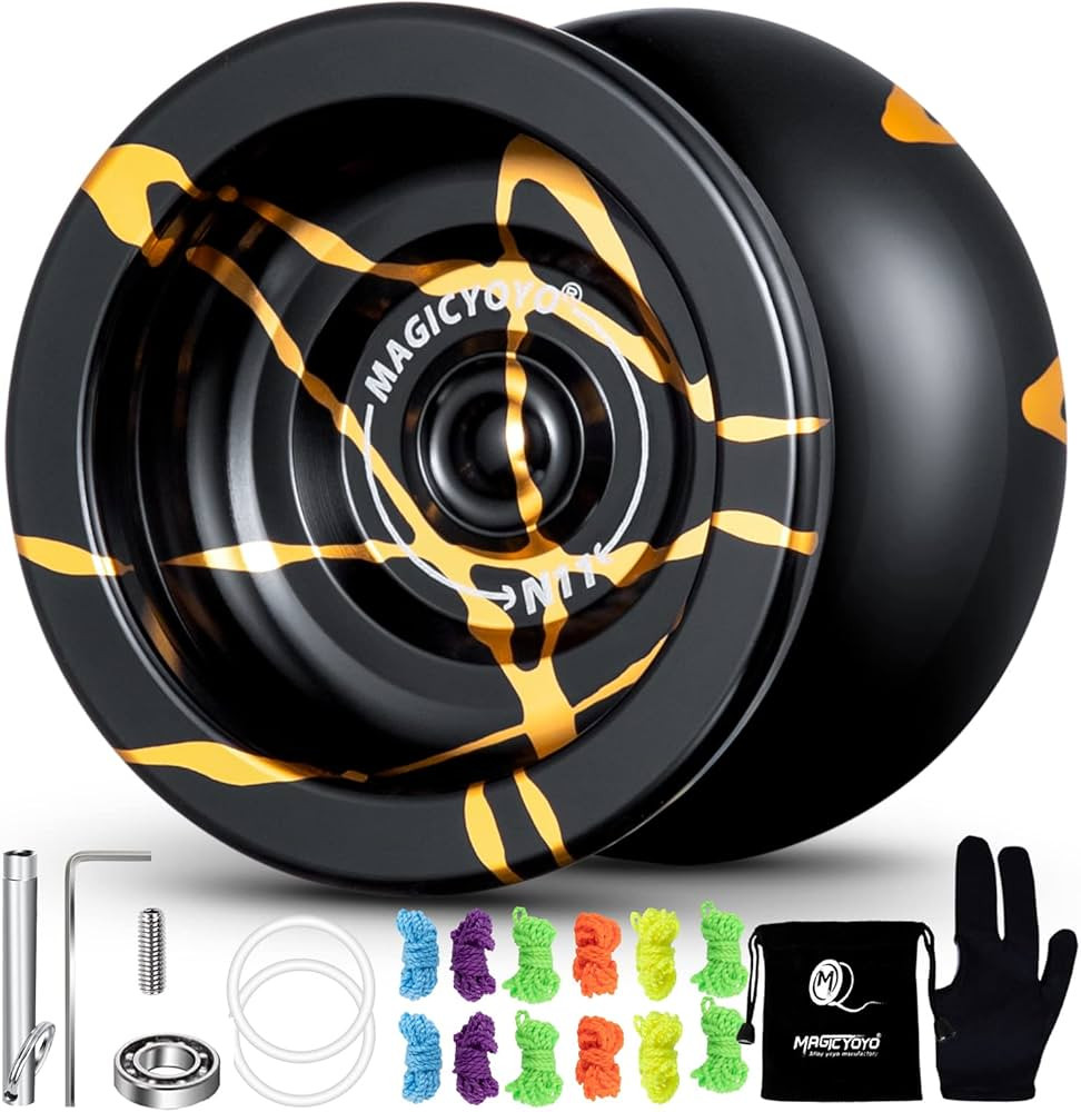 MAGICYOYO N11 Professional Unresponsive Yoyo N11 Alloy Aluminum YoYo Ball (Black with Golden) wit... | Amazon (US)