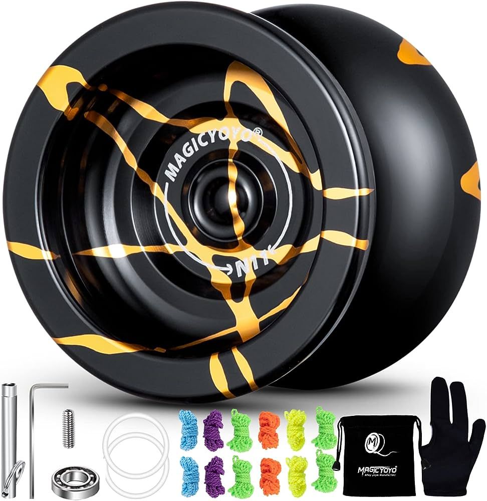 MAGICYOYO N11 Professional Unresponsive Yoyo N11 Alloy Aluminum YoYo Ball (Black with Golden) wit... | Amazon (US)