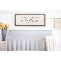 In A Field Full Of Roses, She Is Wildflower Metal Print-Reclaimed Wood Frame-Girls Room Wall Decor-Nursery Art-Over Crib Sign | Etsy (US)
