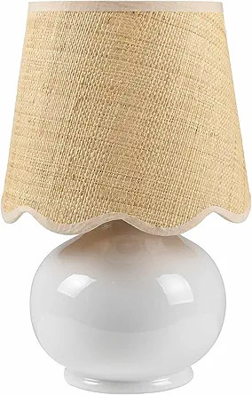 Theisseil Boho Ceramic Bedside Table Lamp for Bedroom Nightstand and Living Room - Shade Rattan -... | Amazon (US)