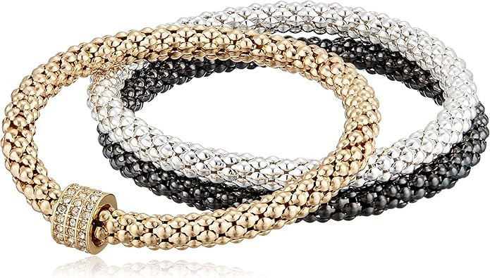 NINE WEST Boxed Tri-Tone Set of 3 Stretch Bracelet | Amazon (US)