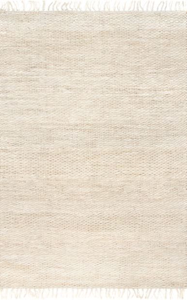 Off White Handspun Jute With Tassels 9' x 12' Area Rug | Rugs USA
