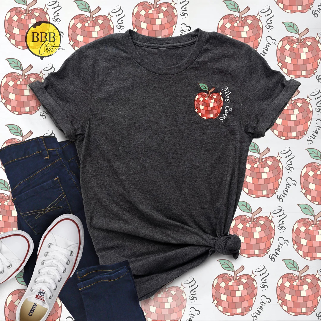 Custom Teacher Apple Shirt, Teacher Appreciation Shirt, Custom Apple Name Shirt,teacher Gift,pers... | Etsy (US)