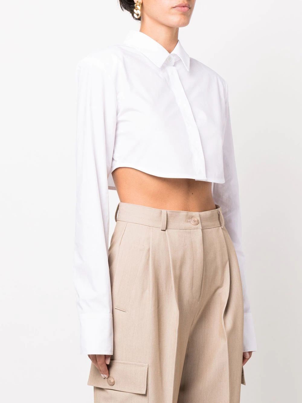 The Frankie Shop Uma Cropped Shirt - Farfetch | Farfetch Global