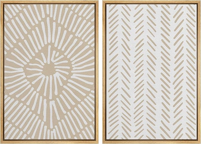 Amazon.com: SIGNWIN Framed Canvas Print Wall Art Set Tan White Tropical Geometric Collage Abstrac... | Amazon (US)