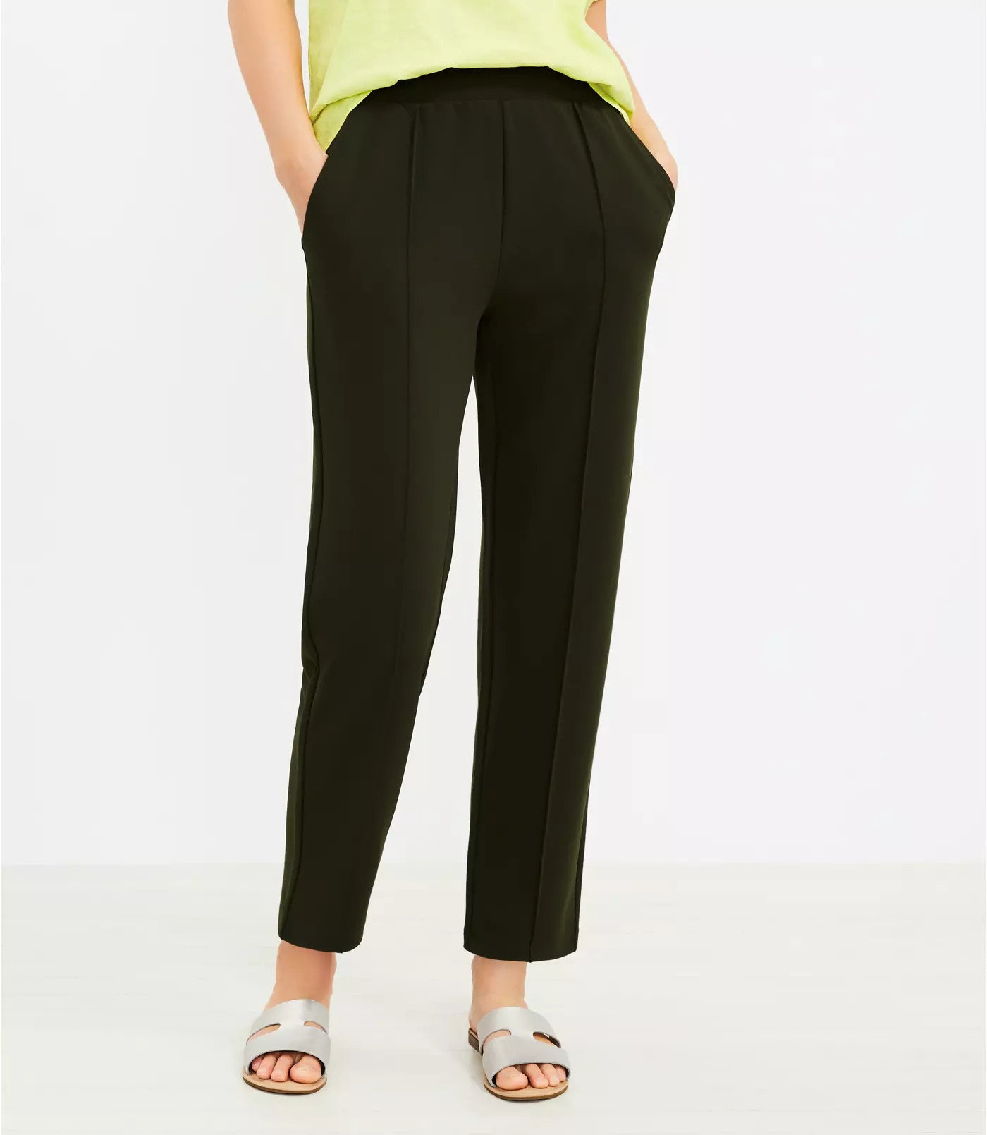 Pintucked Fluid Taper Pants | LOFT