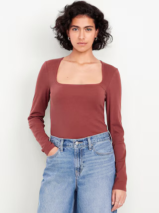 Long-Sleeve Square-Neck Top | Old Navy (US)