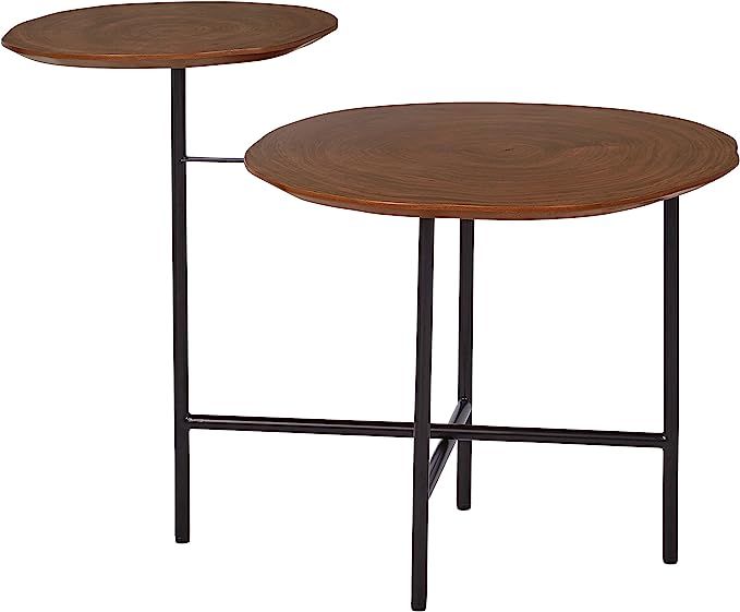 Amazon Brand – Rivet Mid-Century Modern Wood and Metal 2-Tiered Side End Accent Table, 20"W, Wa... | Amazon (US)