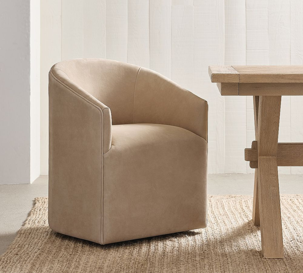 Baldwin Leather Barrel Back Dining Chair | Pottery Barn (US)