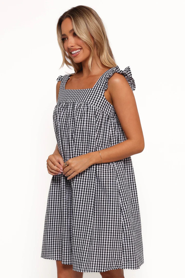 Nola Mini Dress - Black Gingham | Petal & Pup (US)