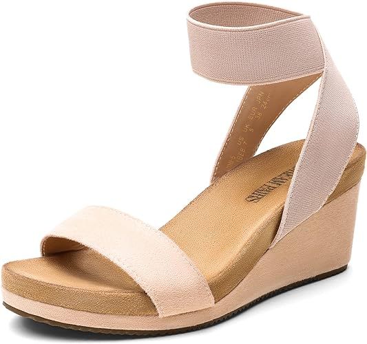 DREAM PAIRS Women's Elastica Ankle Strap Open Toe Platform Wedge Sandals | Amazon (US)