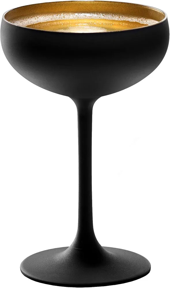 Stolzle Lausitz Olympia Black and Gold Champagne Saucer Coupe Glass, Set of 2 | Amazon (US)