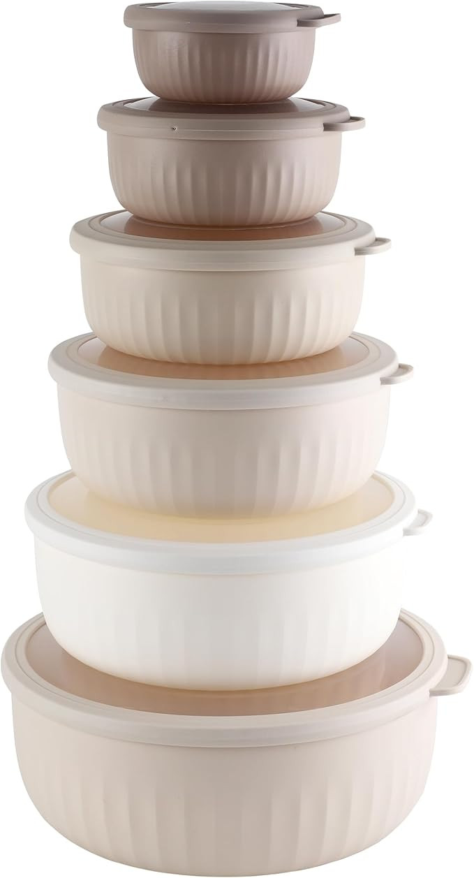 COOK WITH COLOR Prep Bowls with Lids- Wide and Deep Nesting Plastic Small Mixing Bowl Set with Li... | Amazon (US)