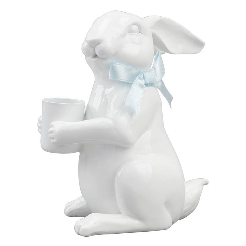Providence White Ceramic Bunny Candle Holder, 4" | At Home