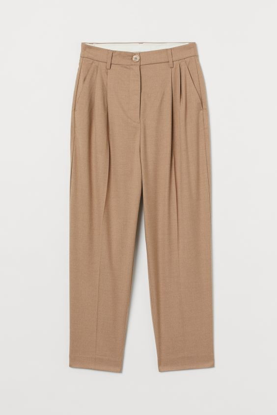 Ankle-length slacks in lightweight twill made from viscose and recycled polyester. High waist wit... | H&M (US + CA)
