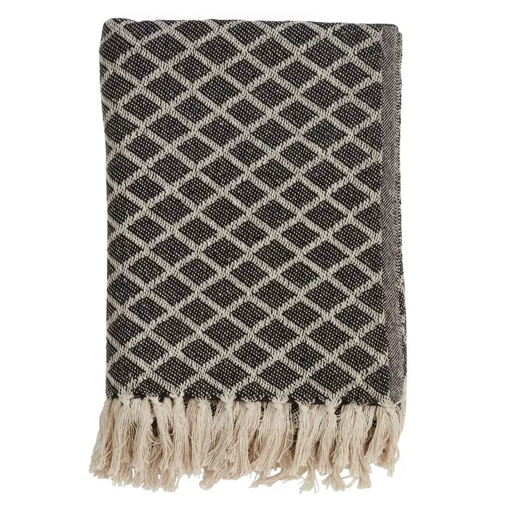 50"x60" Diamond Tassel Throw Blanket Black - Saro Lifestyle | Target