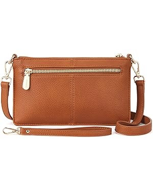 BOSTANTEN Small Crossbody Purse Leather Wristlet Purses for Women with Zipper Pocket Casual Clutc... | Amazon (US)