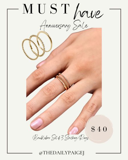 Nordstrom anniversary Sale has baublebar on sale! This three set of rings is a must have if you buy anything from the NSALE. They come three rings for $40 and will be something you wear everyday. 

N Sale, Nordstrom Sale, Nordstrom Anniversary Sale, Nordstrom Sale, Nordstrom outfit of the Day, Nordstrom Rack, Nordstrom Accessories, Nordstrom Style, Nordstrom on Sale, Sale Finds, Jewelry on Sale, Nordstrom Sale, Nordstrom Dresses, Summer Dress, a fall Dress, Maxi Dress, Mini Dress, fall booties, summer sandals, fall hats, fedora hats, wide brimmed hats, Baublebar rings, baublebar jewerly 

#LTKunder50 #LTKsalealert #LTKxNSale
