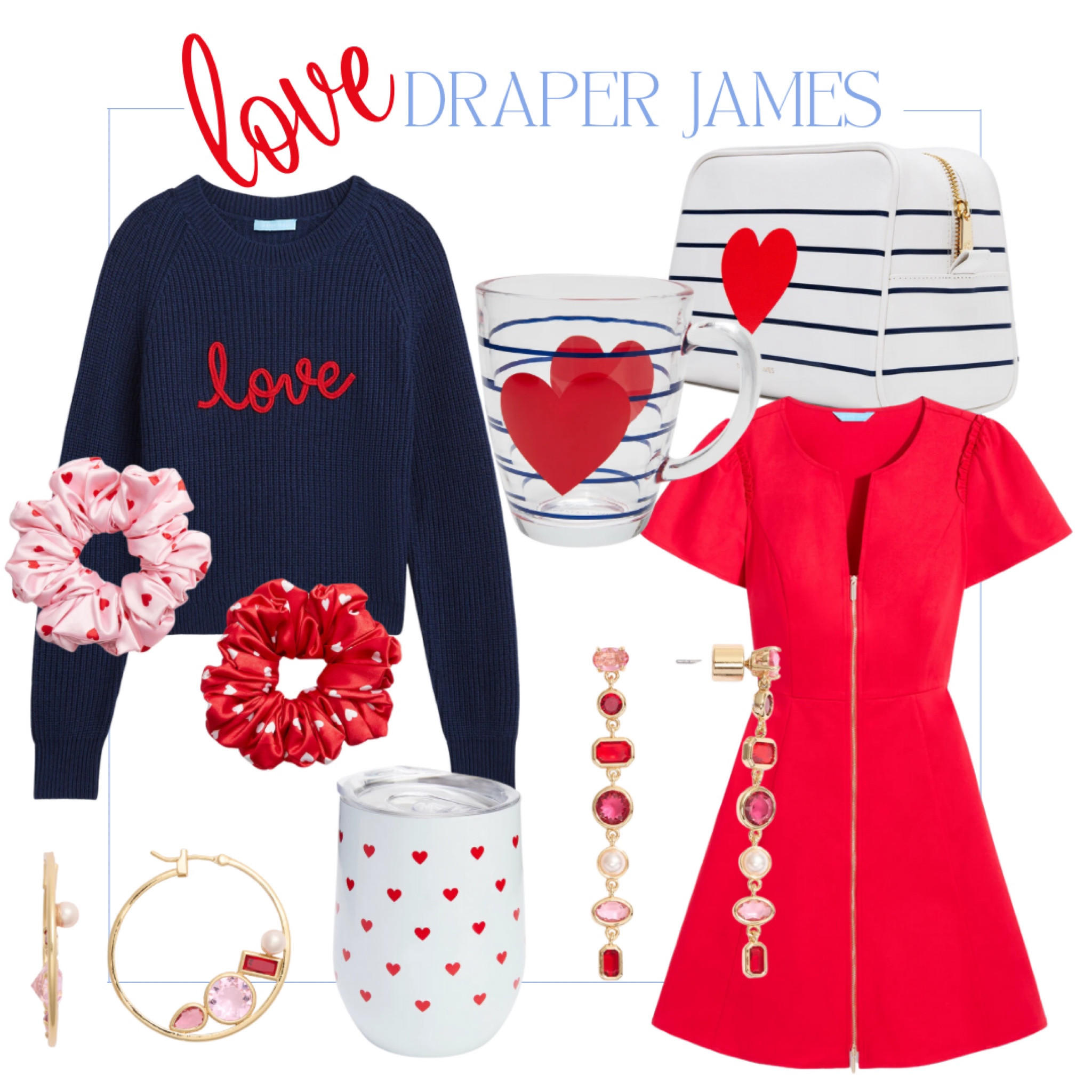 Valentine’s Day finds
Gift Guide Love ❤️ XOXO 
Hearts

Crew neck sweater makeup bag coffee cup red dress rhinestones gem drop earrings wineglass 
glass mug punch scrunchies stretch bracelets hoop earrings 

southern style |  petite | over 50 |  classic style | workwear | Draper James | Reese Witherspoon 

#LTKPetite #LTKWorkwear #LTKOver40