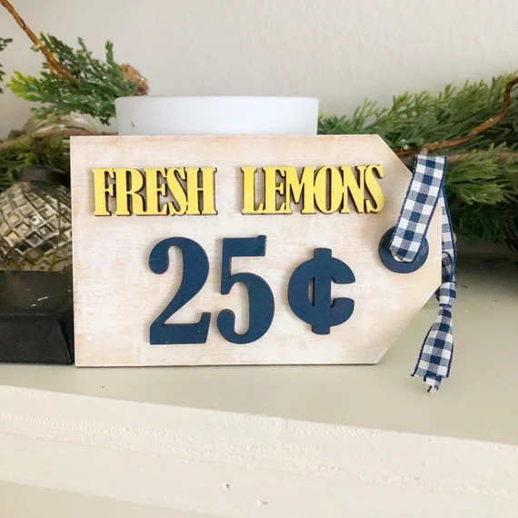 Fresh lemons sign, lemon decor, lemon tiered tray | Etsy (ES)