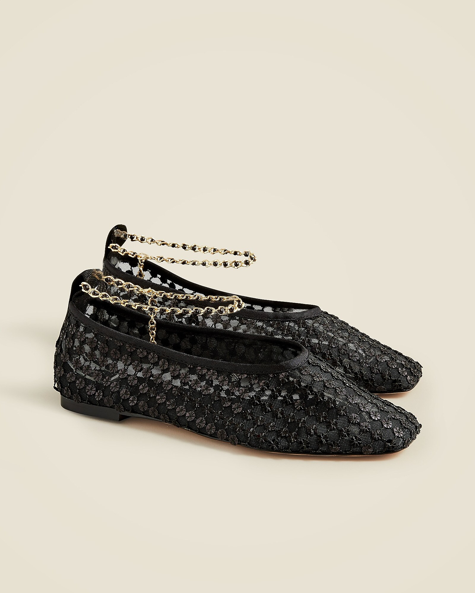 Quinn embellished removable ankle-strap ballet flats in mesh | J. Crew US