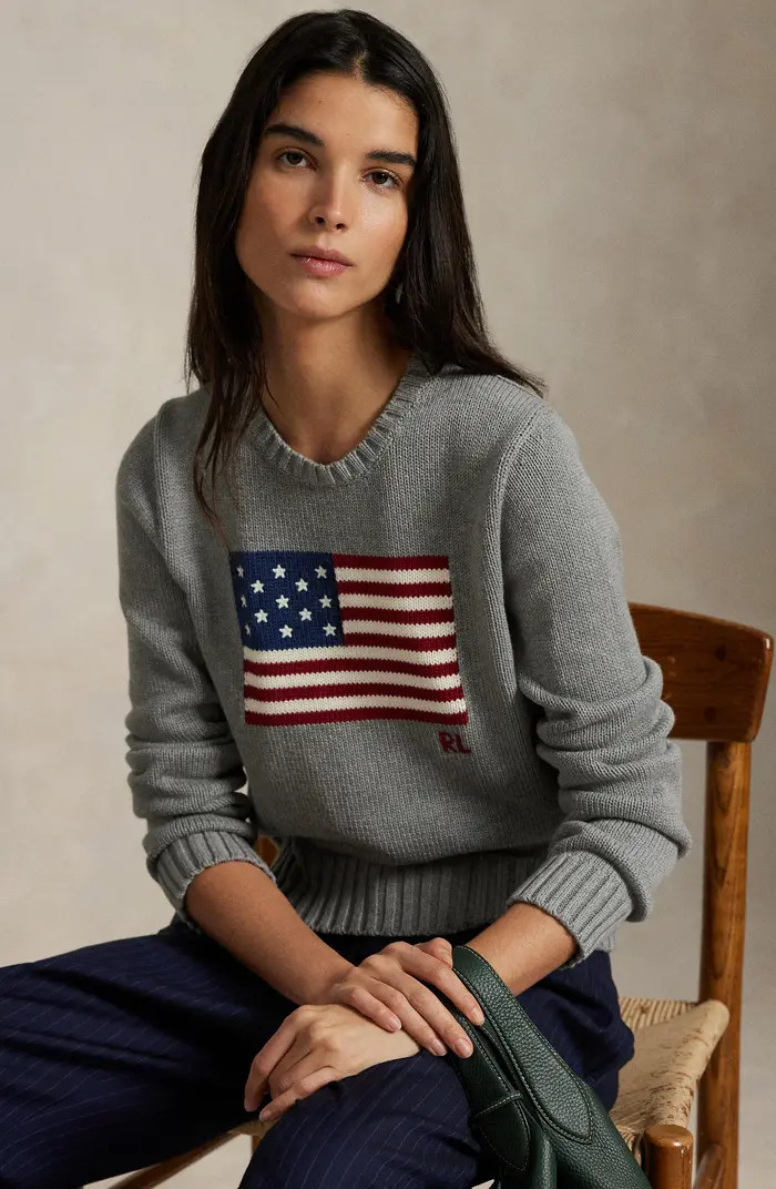 Flag Intarsia Cotton Crewneck Sweater | Nordstrom
