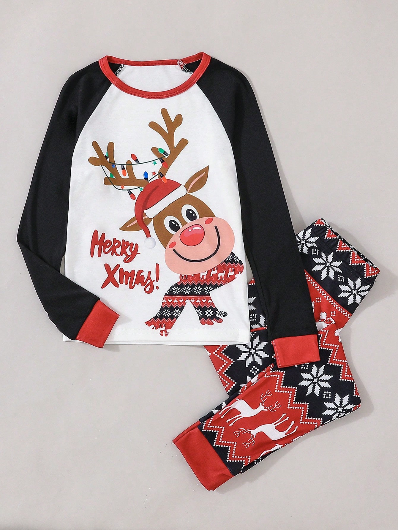 Chico preadolescente 1 pieza familia acompañado Camiseta con estampado de Navidad de manga ragl... | SHEIN